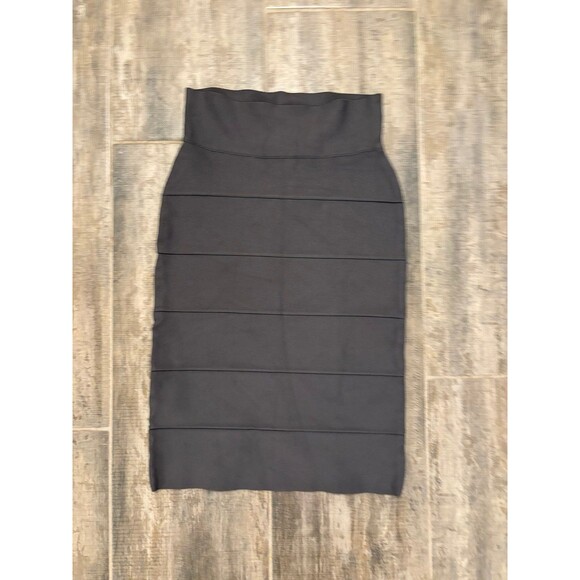 BCBGMAXAZRIA Charcoal Gray Bandage Bodycon Pencil Skirt - Sleek & Chic S - Picture 2 of 3